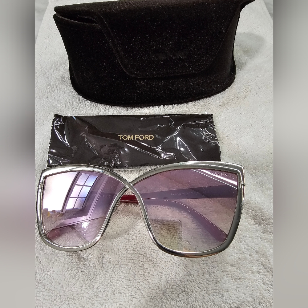 Tom Ford Sandrine-02 TF715 16Z Silver Butterfly Metal Sunglasses